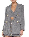 Riva Knit Double Breasted Blazer Black/Ivory/Gold Jackets - Blazers L'Agence 