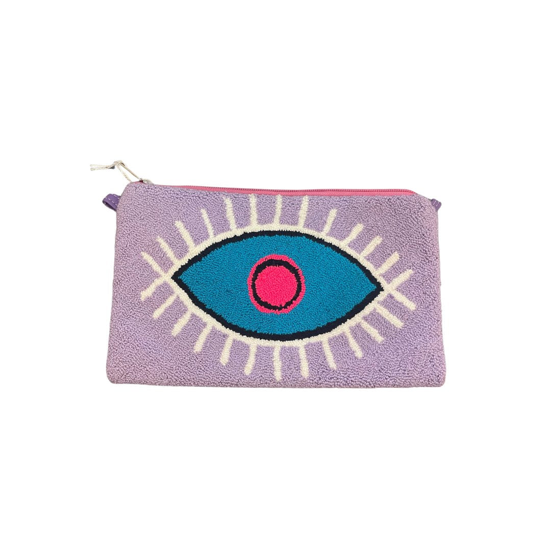 POM POM Clutch With Blue Eye Lilac Clutch Le Pom Pom 