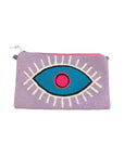 POM POM Clutch With Blue Eye Lilac Clutch Le Pom Pom 