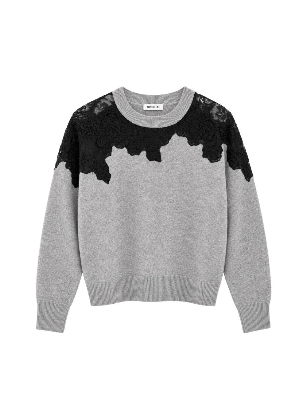 Larissa Crewneck Sweater Grey Melange Black Sweater - Crewneck Simkhai 