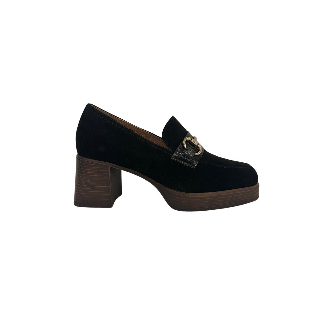 Buckle Suede Black Flats - Loafer Piesanto 