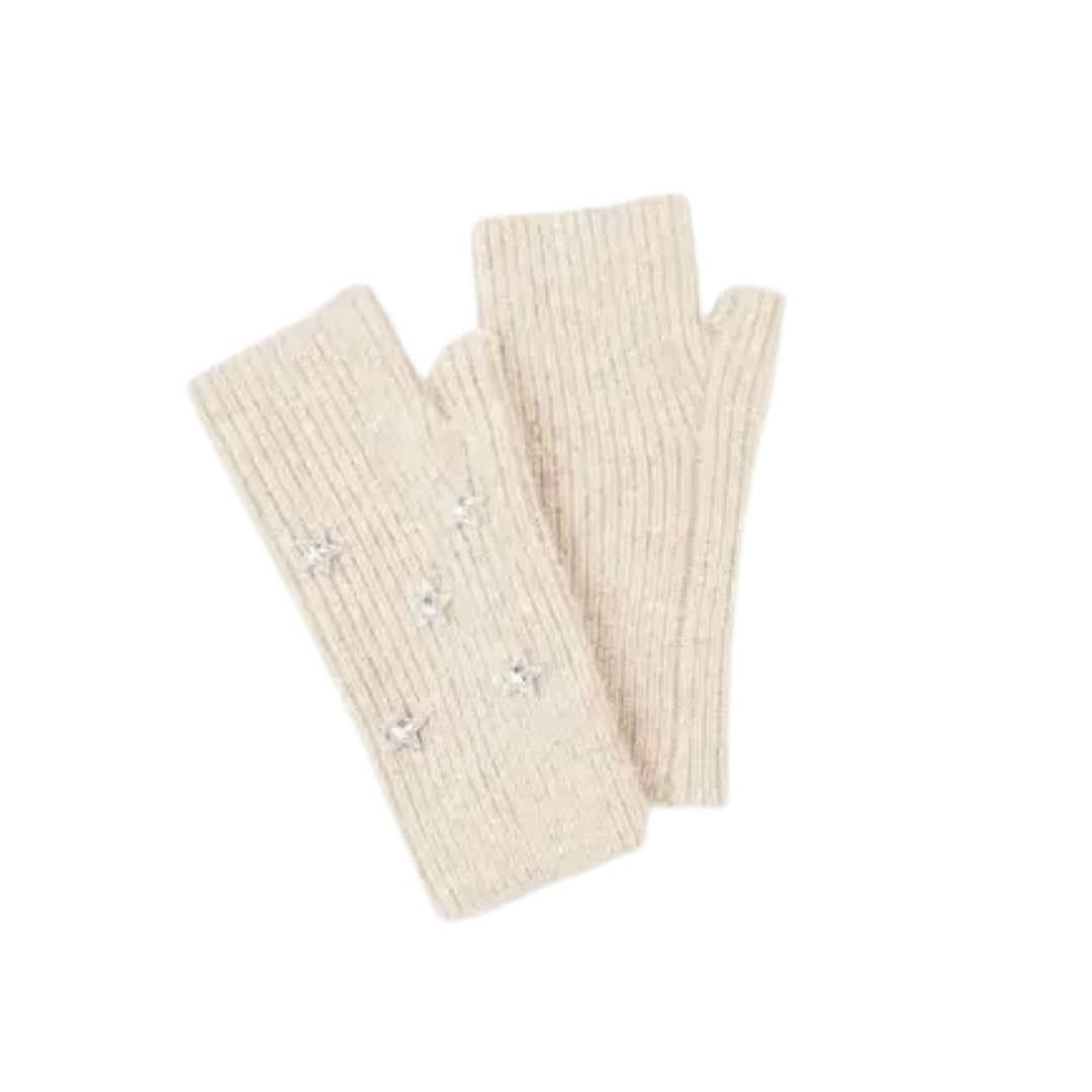 Star Embellished Angora Mittens Beige Mittens Pissenlit 