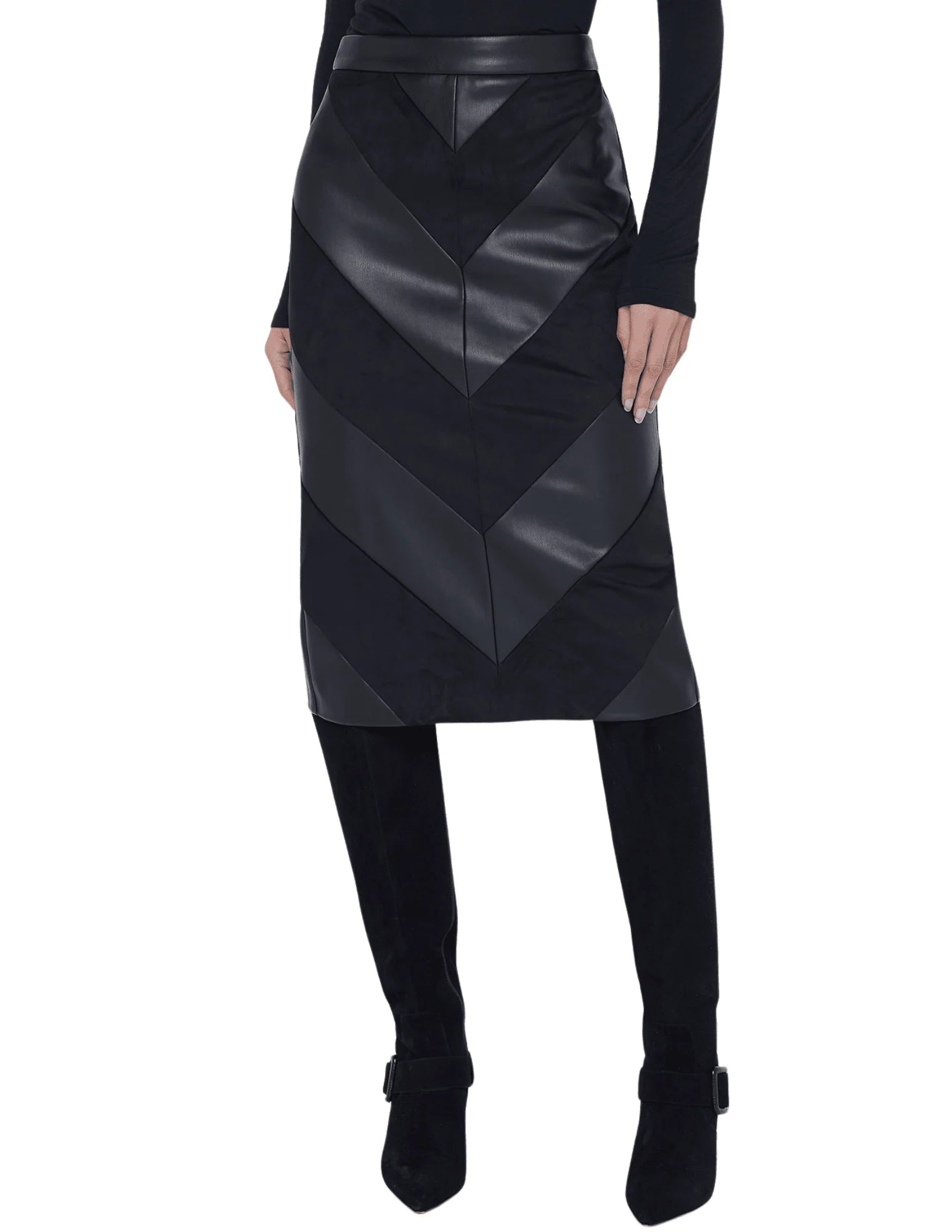 Erma Patchwork Skirt Black Skirts - Midi L'Agence 