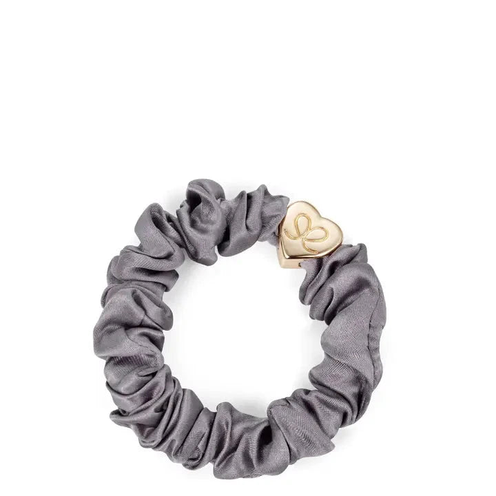 Gold Heart Silk Scrunchie Grey Beauty & Hair By Eloise 