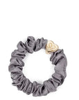 Gold Heart Silk Scrunchie Grey Beauty & Hair By Eloise 