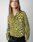 Taos Leopard Silk Blouse Jonquil Top - Button Down Zadig & Voltaire 