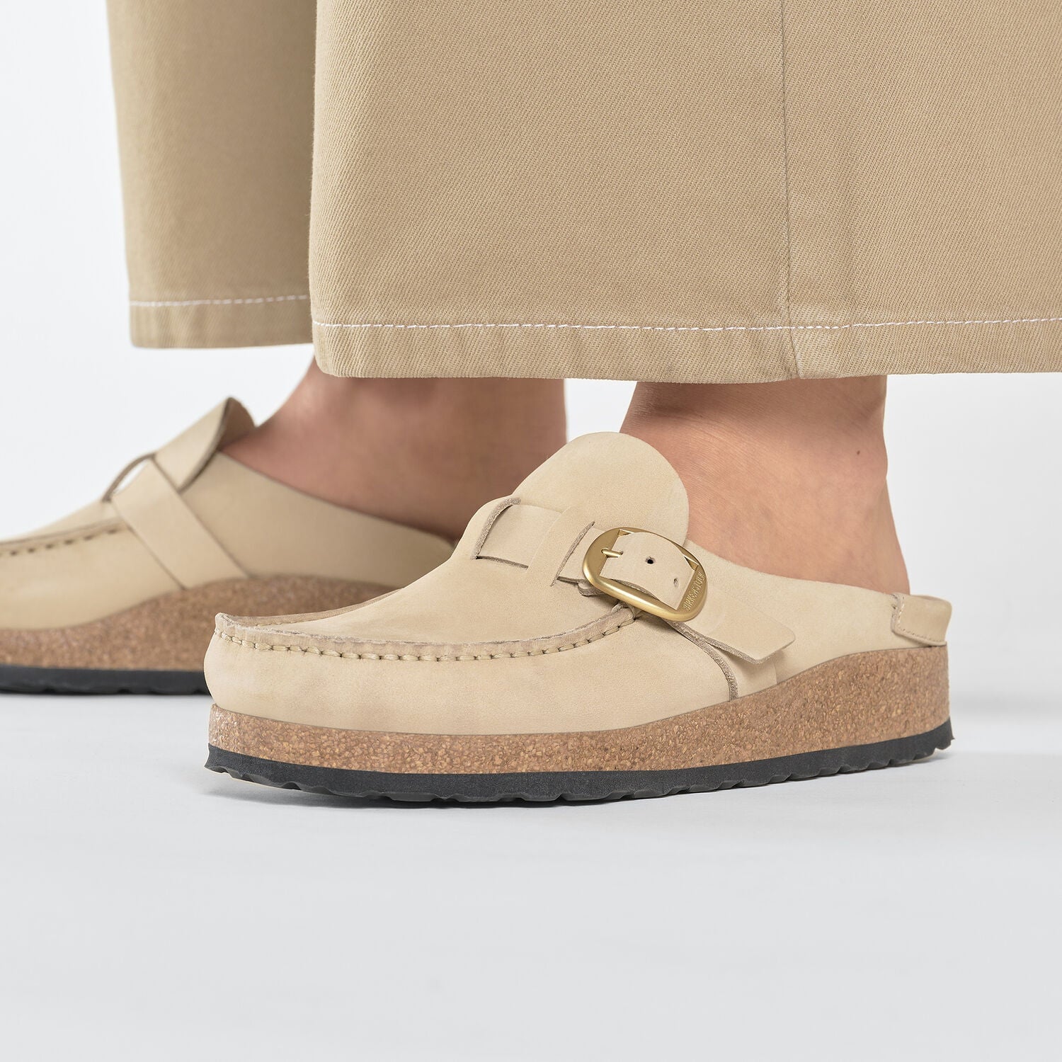 Buckley Nubuck Leather Sandcastle Shoes - Flats - Slide Birkenstock 