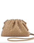 Woven Cloud Clutch Tan Handbags - Clutch Accessory Concierge 