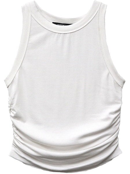 Side Shirred Tank White Top - Tanks Fifteen Twenty 