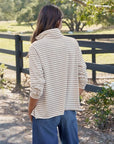 Patrick Popover Henley Vintage White and Camel Stripe Tops - Polo Frank & Eileen 