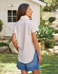 Charlotte Perfect Polo Vintage White Tops - Tees Frank & Eileen 