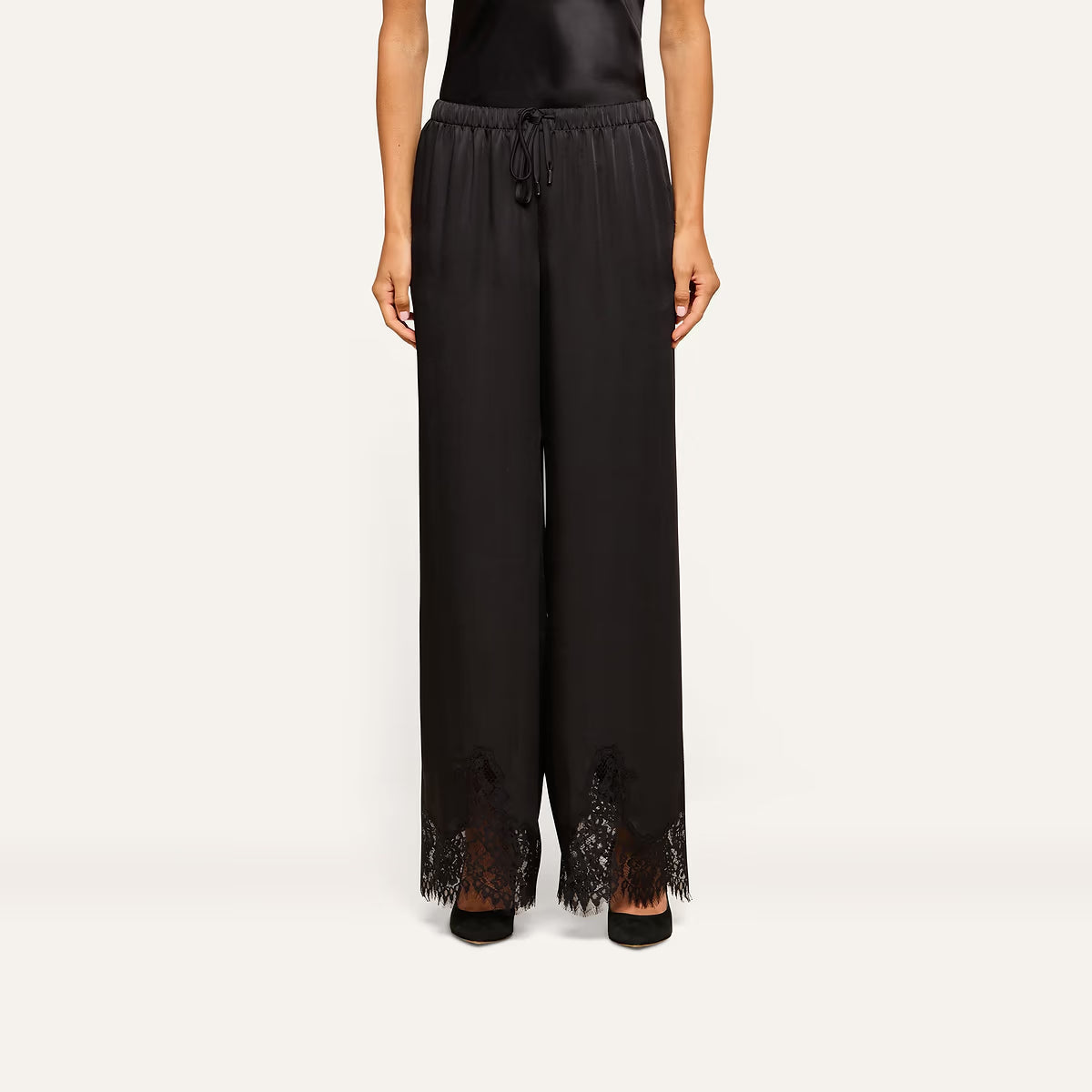 Mirel Lace Trim Drawstring Pants Black Pants - Trousers L'Agence 