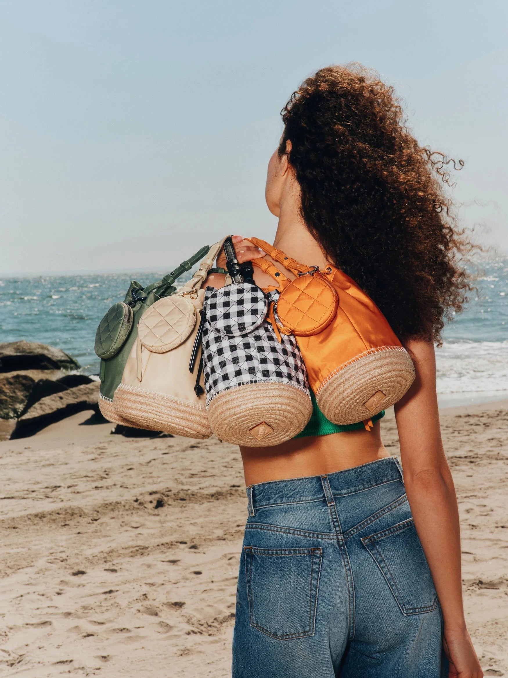 Waverly Espadrille Bucket Bag Agave Green Crossbody MZ Wallace 
