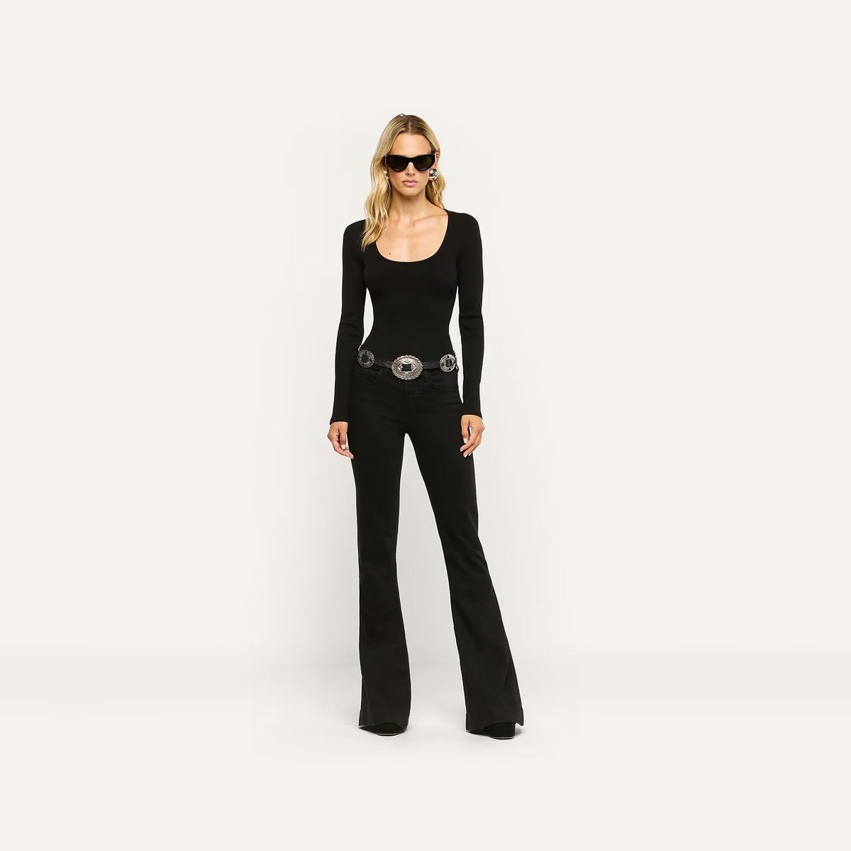 Her Story Martni Flare Saturated Black Denim - Flare & Wide Leg L'Agence 