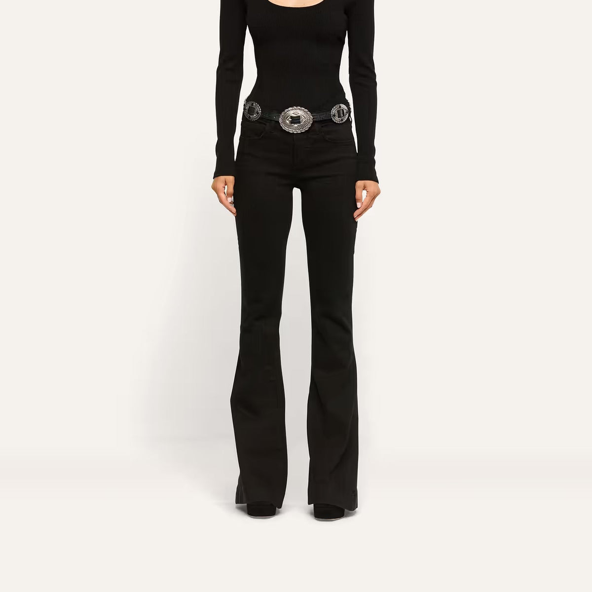 Her Story Martni Flare Saturated Black Denim - Flare & Wide Leg L'Agence 