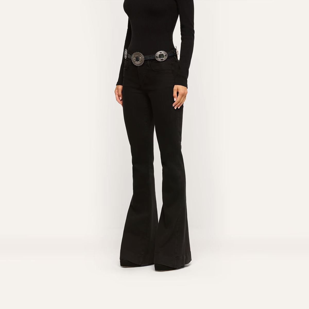 Her Story Martni Flare Saturated Black Denim - Flare & Wide Leg L'Agence 