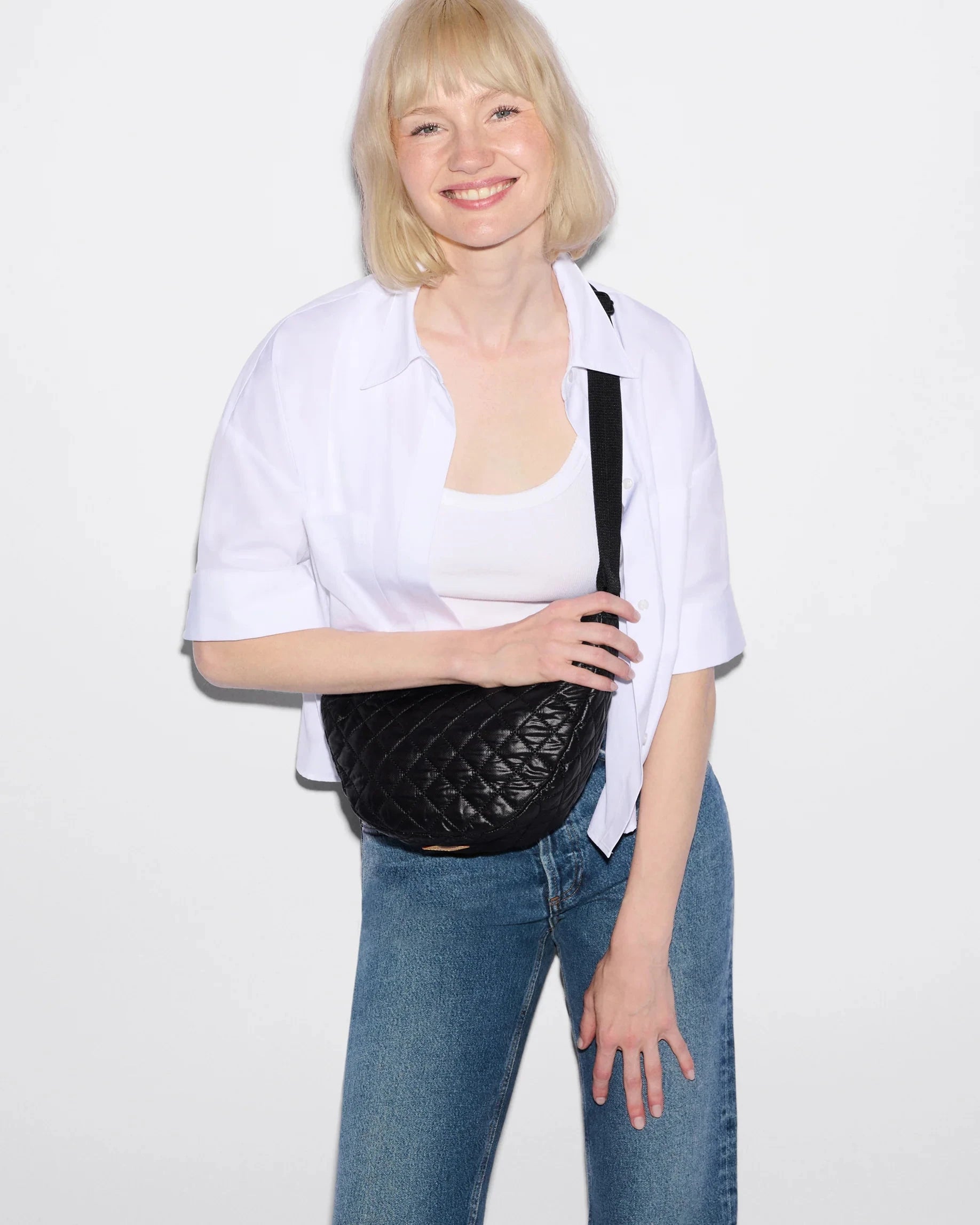 Small Metro Smile Bag Black Hobo & Shoulder MZ Wallace 