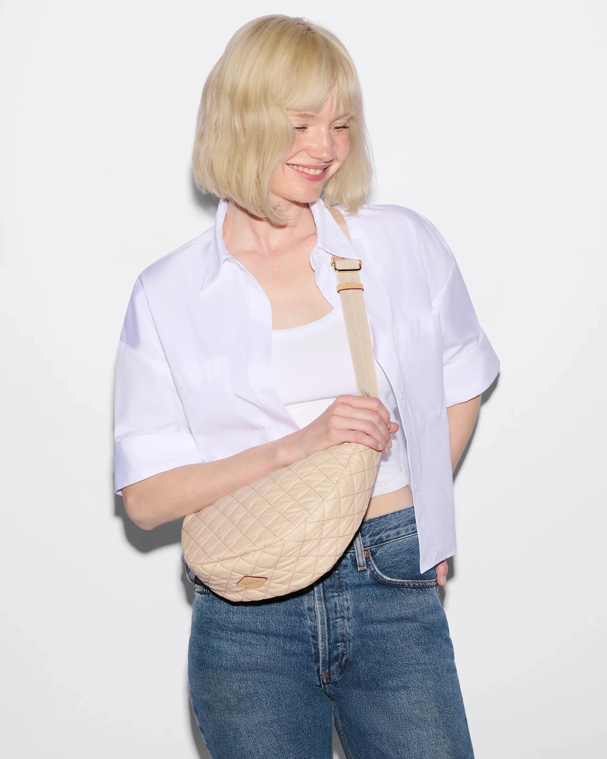 Small Metro Smile Bag Buff Hobo & Shoulder MZ Wallace 