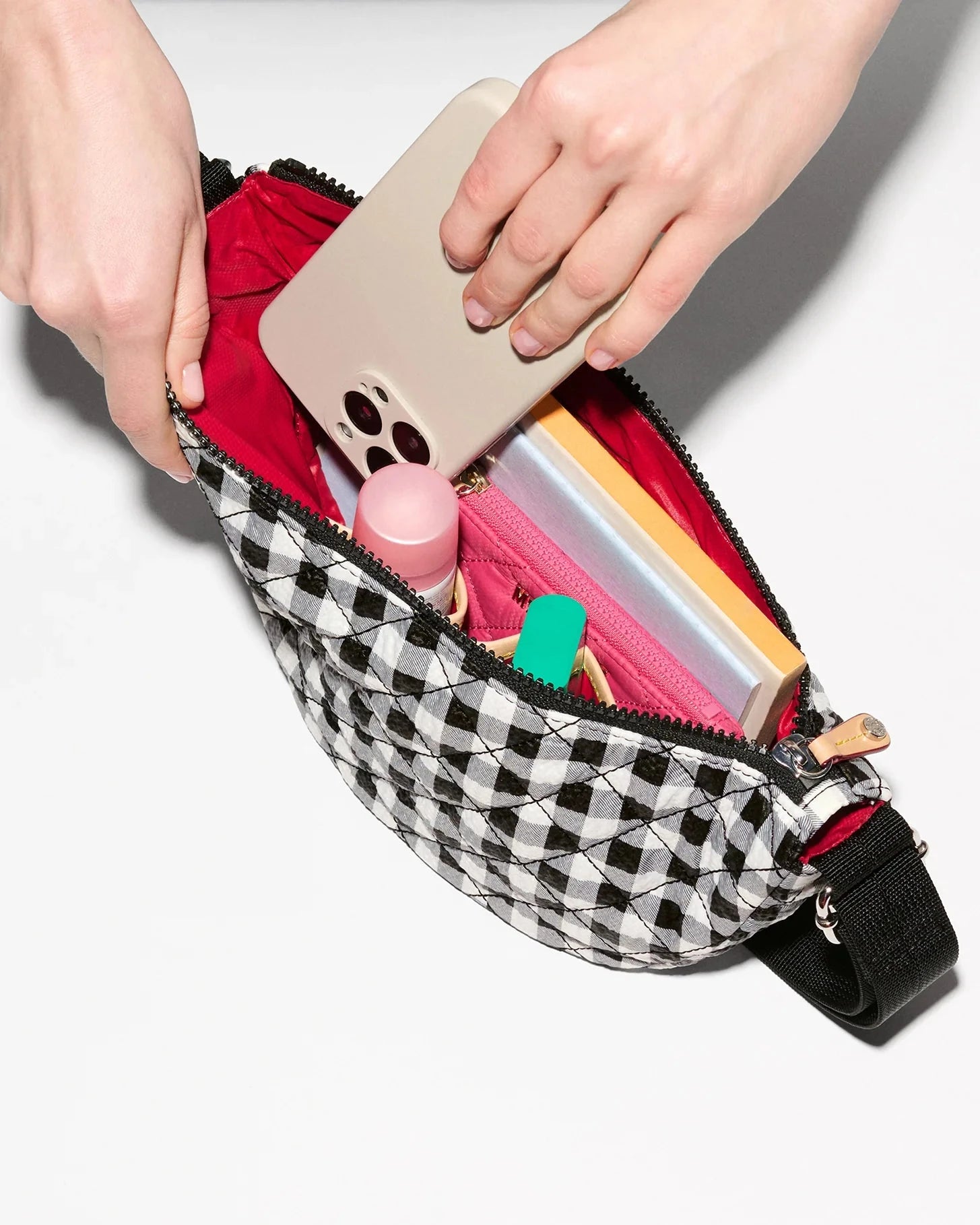 Small Metro Smile Bag Black/White Gingham Hobo & Shoulder MZ Wallace 