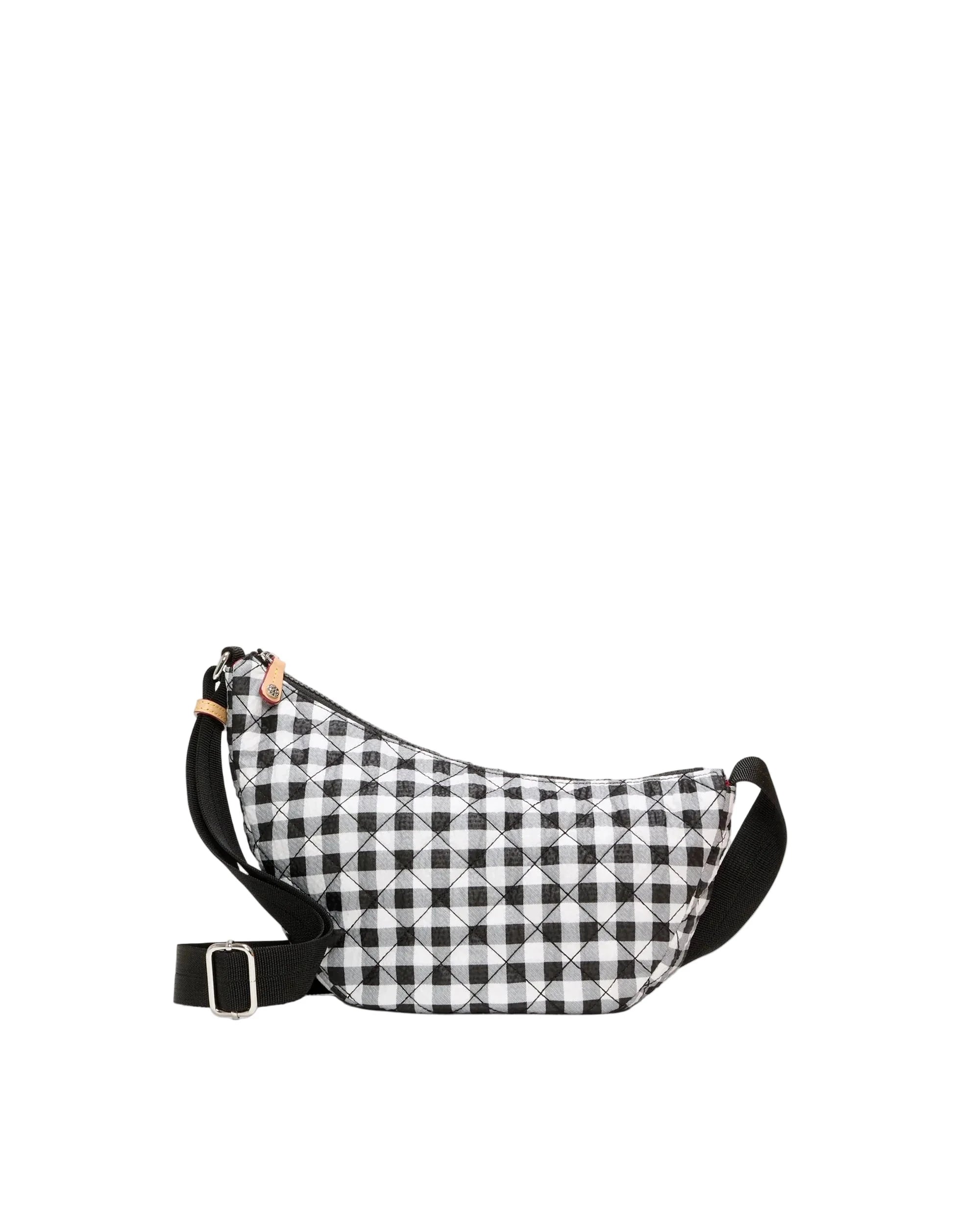 Small Metro Smile Bag Black/White Gingham Hobo & Shoulder MZ Wallace 