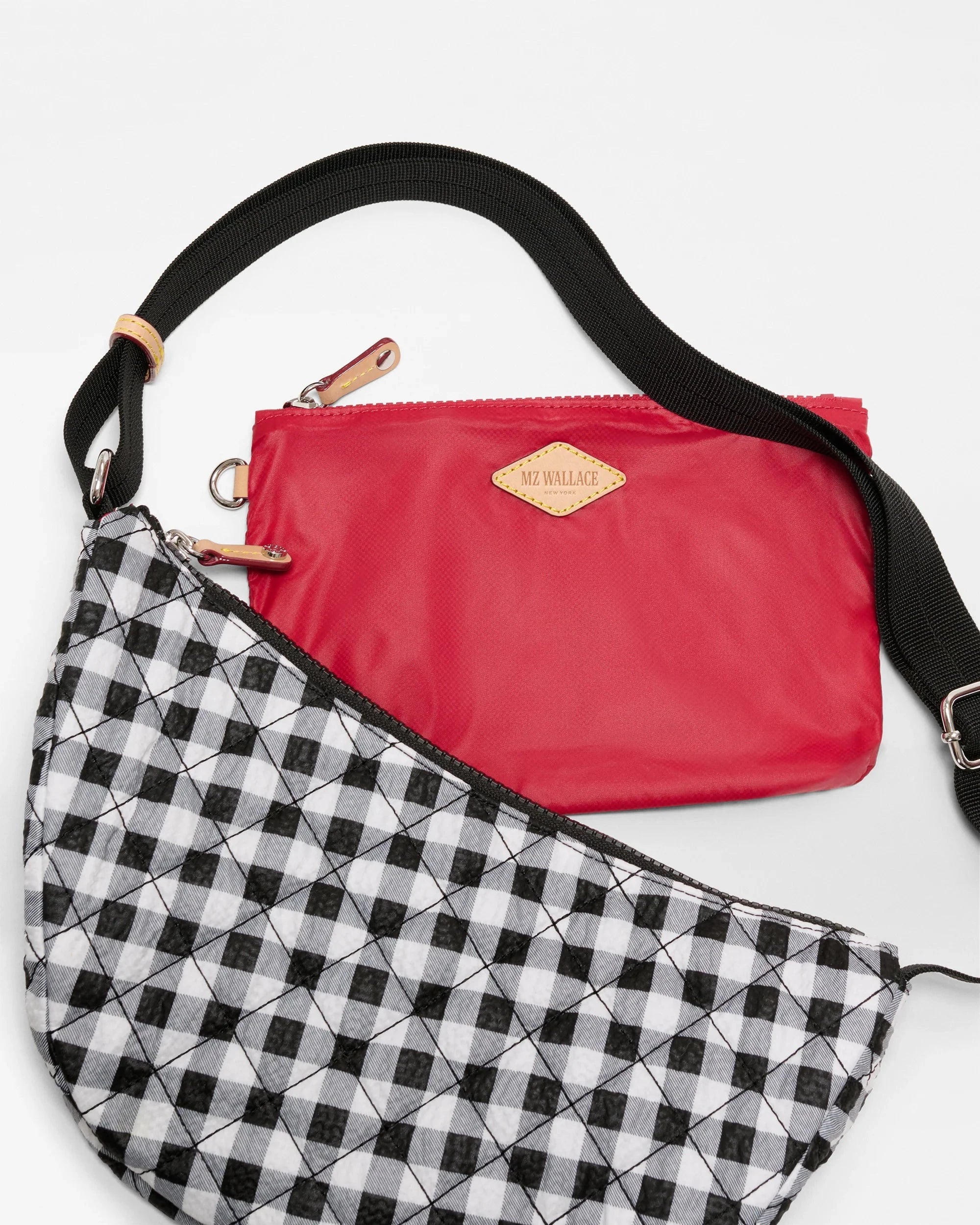 Small Metro Smile Bag Black/White Gingham Hobo & Shoulder MZ Wallace 