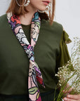 Azalea Silk Twill Skinny Scarf Pink Scarves Lost Pattern NYC 