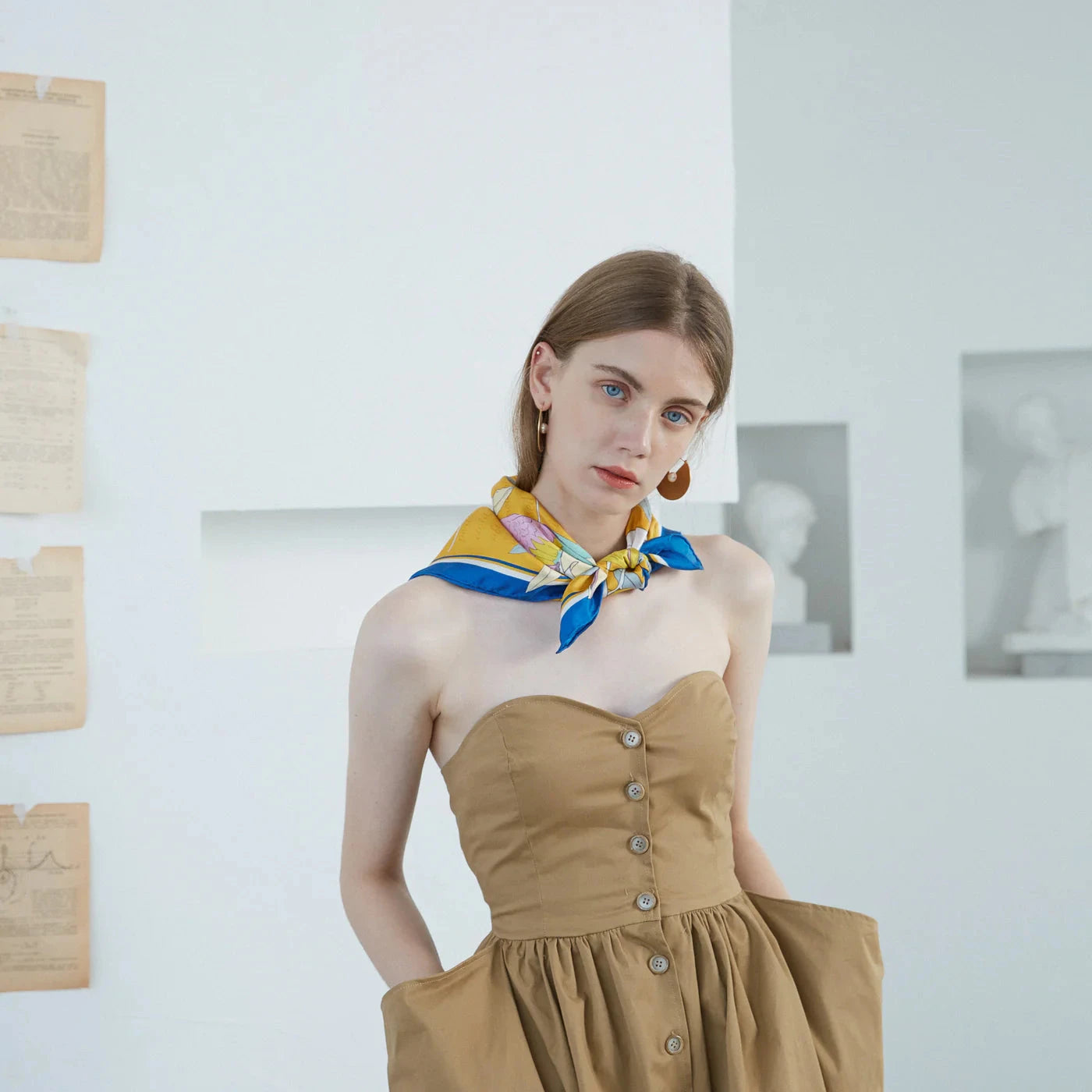 El Amor Silk Bandana Yellow Scarves Lost Pattern NYC 