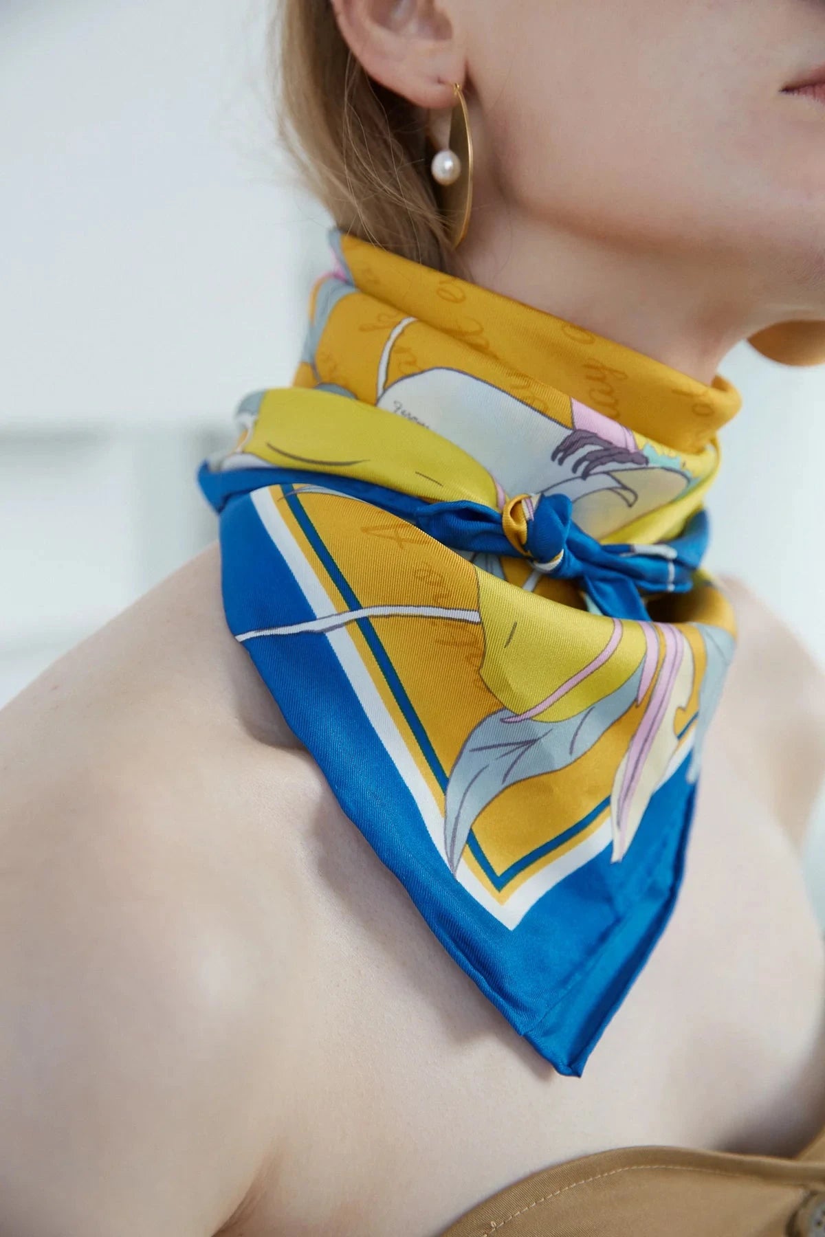 El Amor Silk Bandana Yellow Scarves Lost Pattern NYC 