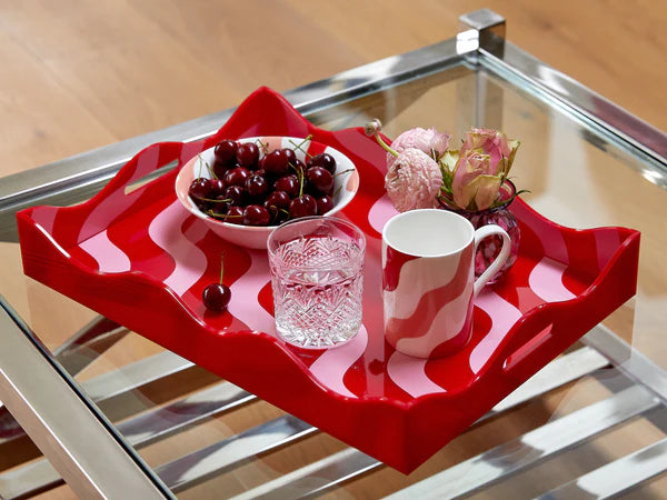 CASA C Scallop Tray Red/ Pink Home Decor - Bowls, Trays & Vases Casa Carta 