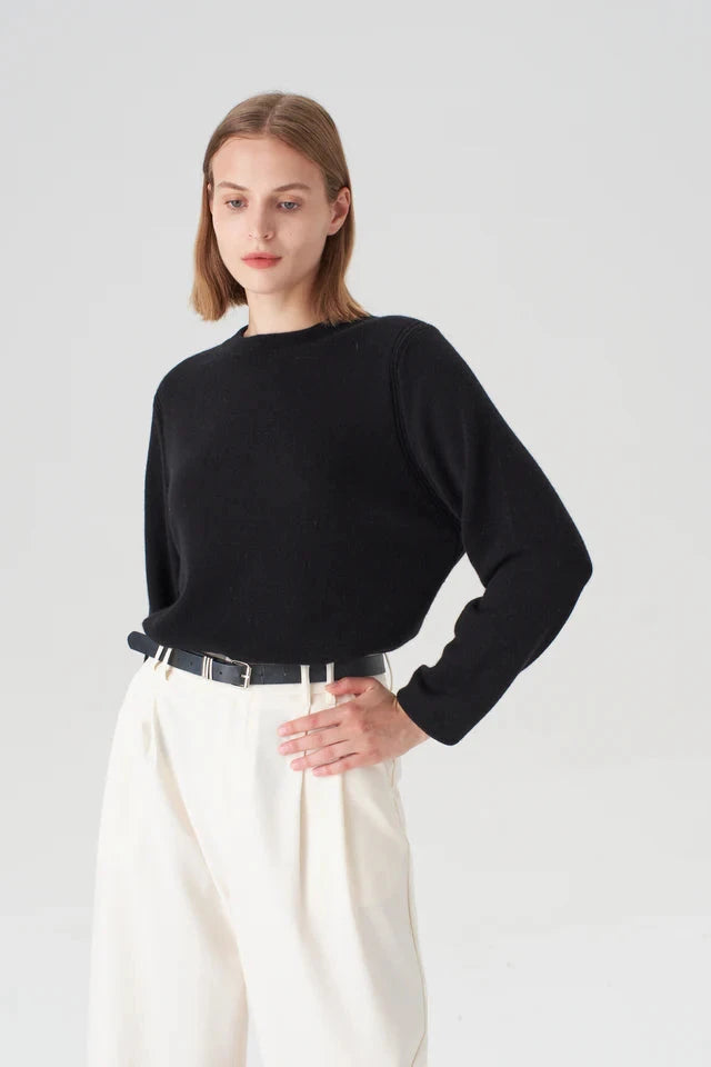 Crewneck Cashmere Sweater Black Sweater - Crewneck Pissenlit 