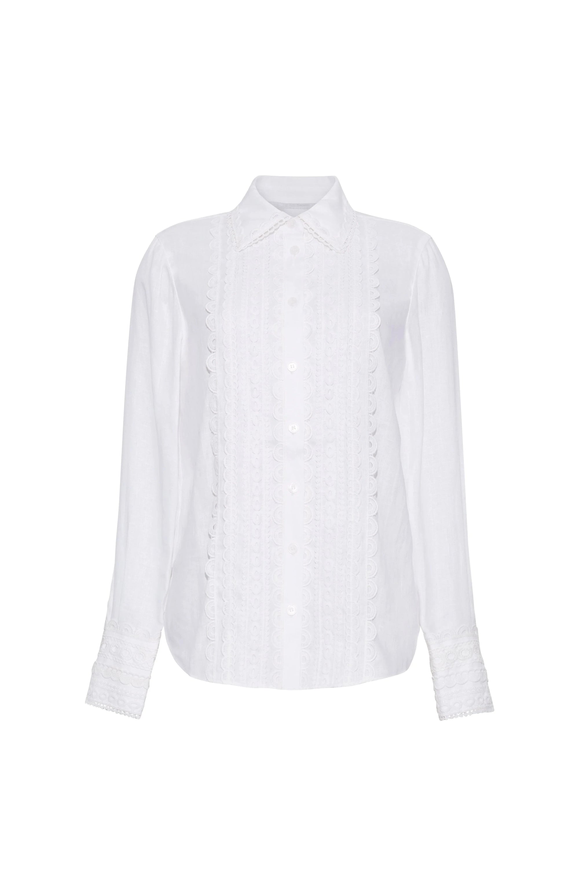 Ideal Shirt Lace White Tops - Button Down Cara Cara 