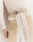 Suede Resin Arch Belt Stone Khaki Belts Veronica Beard 