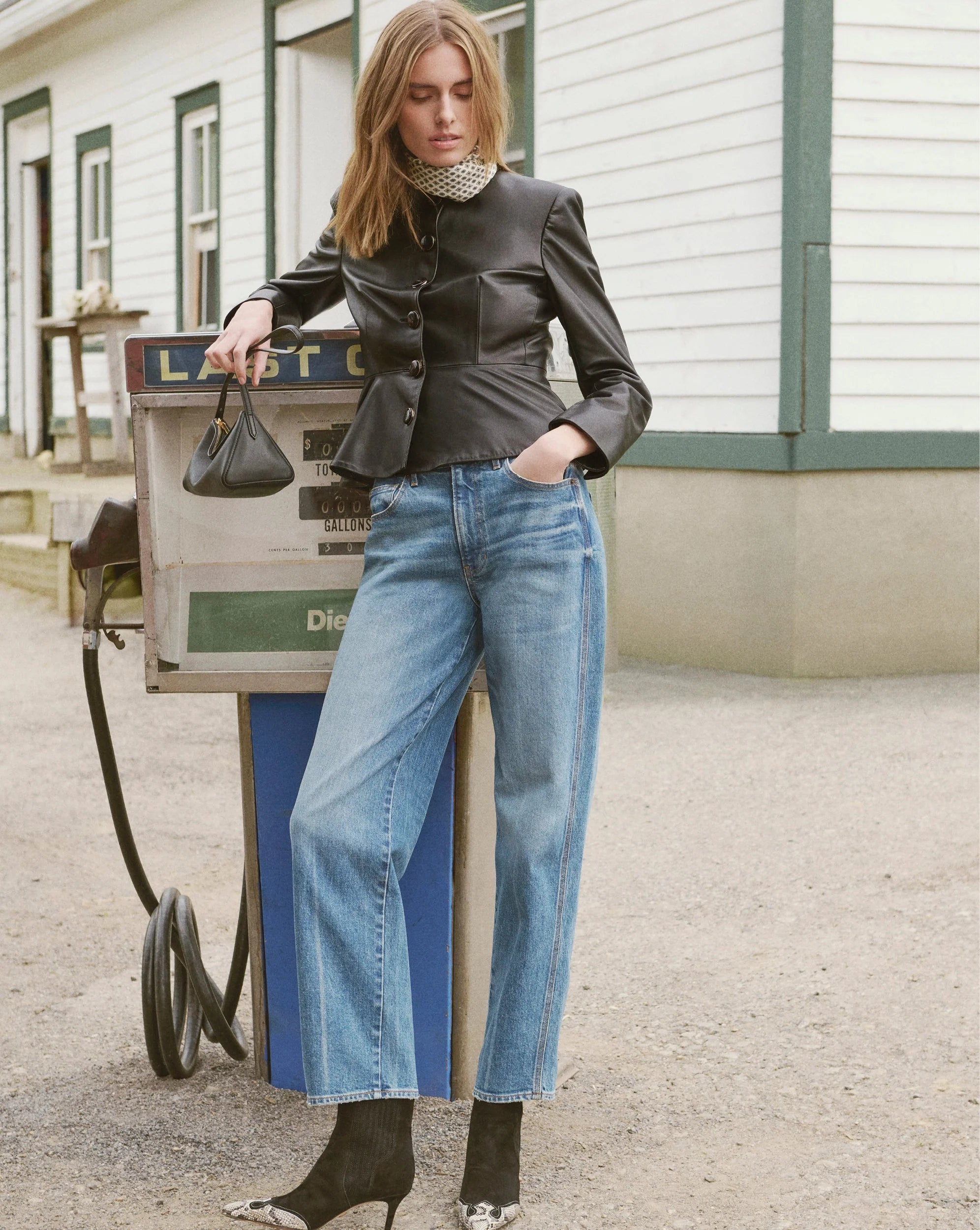 Quinn Leather Peplum Jacket Black