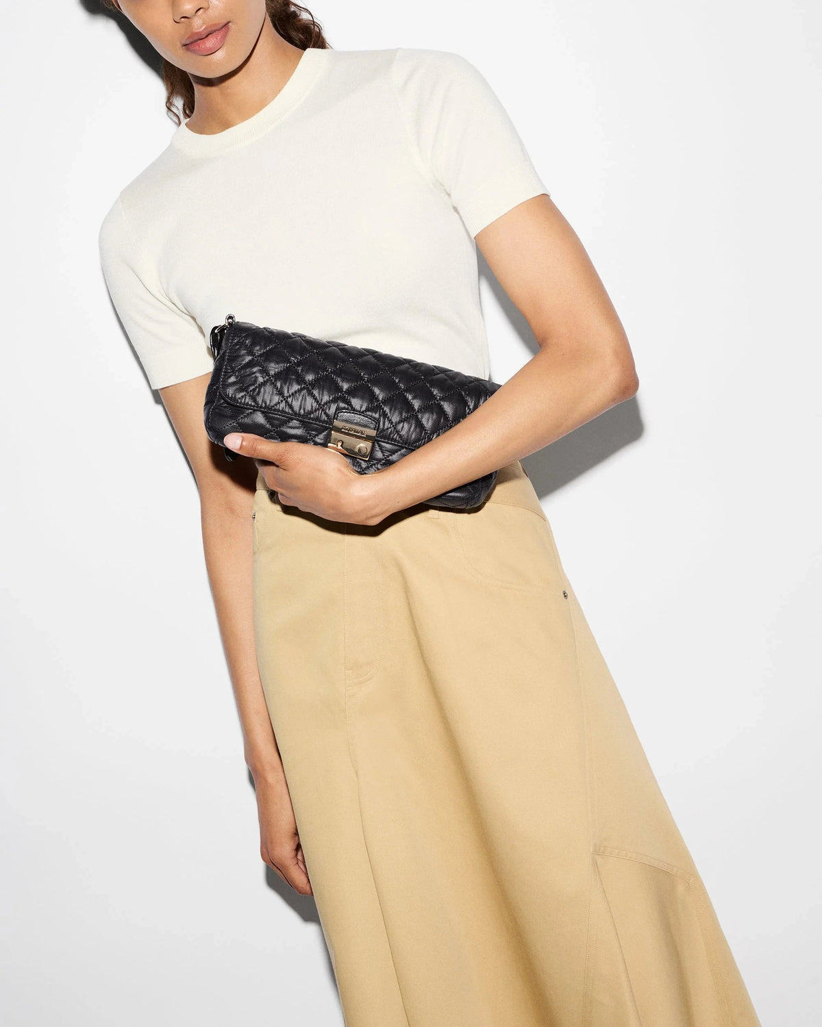 Crosby Lock Baguette Black Crossbody MZ Wallace 