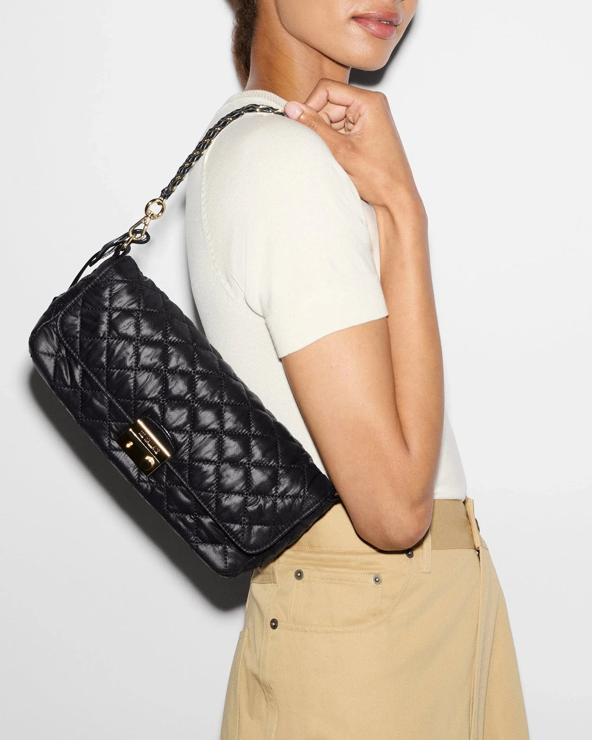 Crosby Lock Baguette Black Crossbody MZ Wallace 