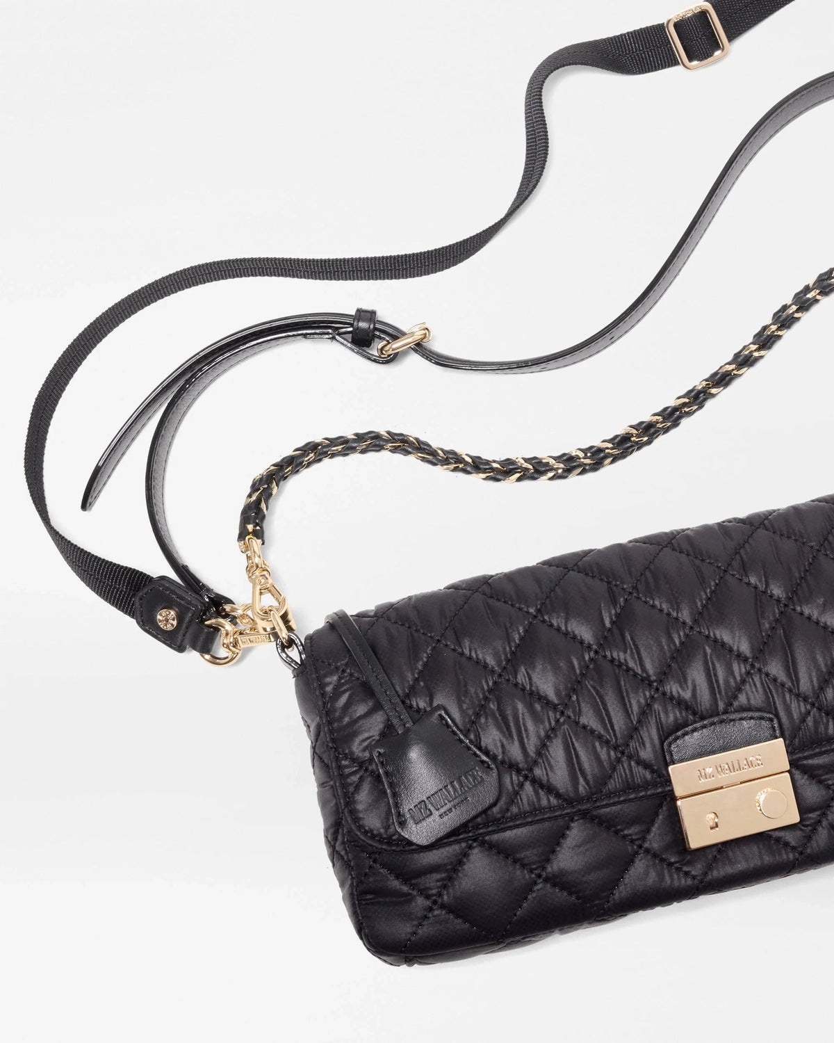 Crosby Lock Baguette Black Crossbody MZ Wallace 