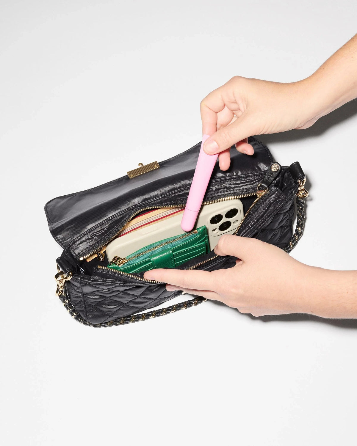 Crosby Lock Baguette Black Crossbody MZ Wallace 