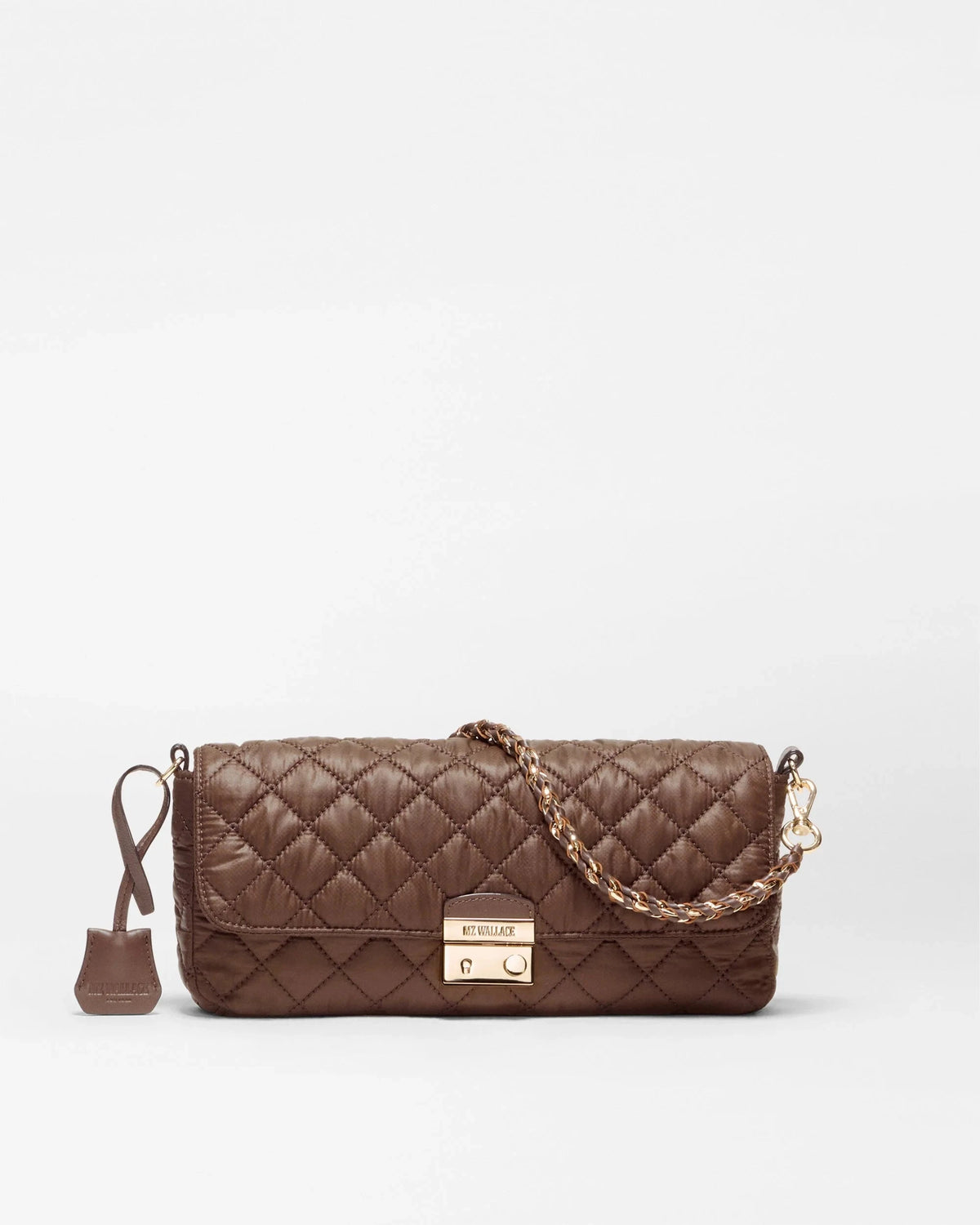 Crosby Lock Baguette Walnut Brown Crossbody MZ Wallace 