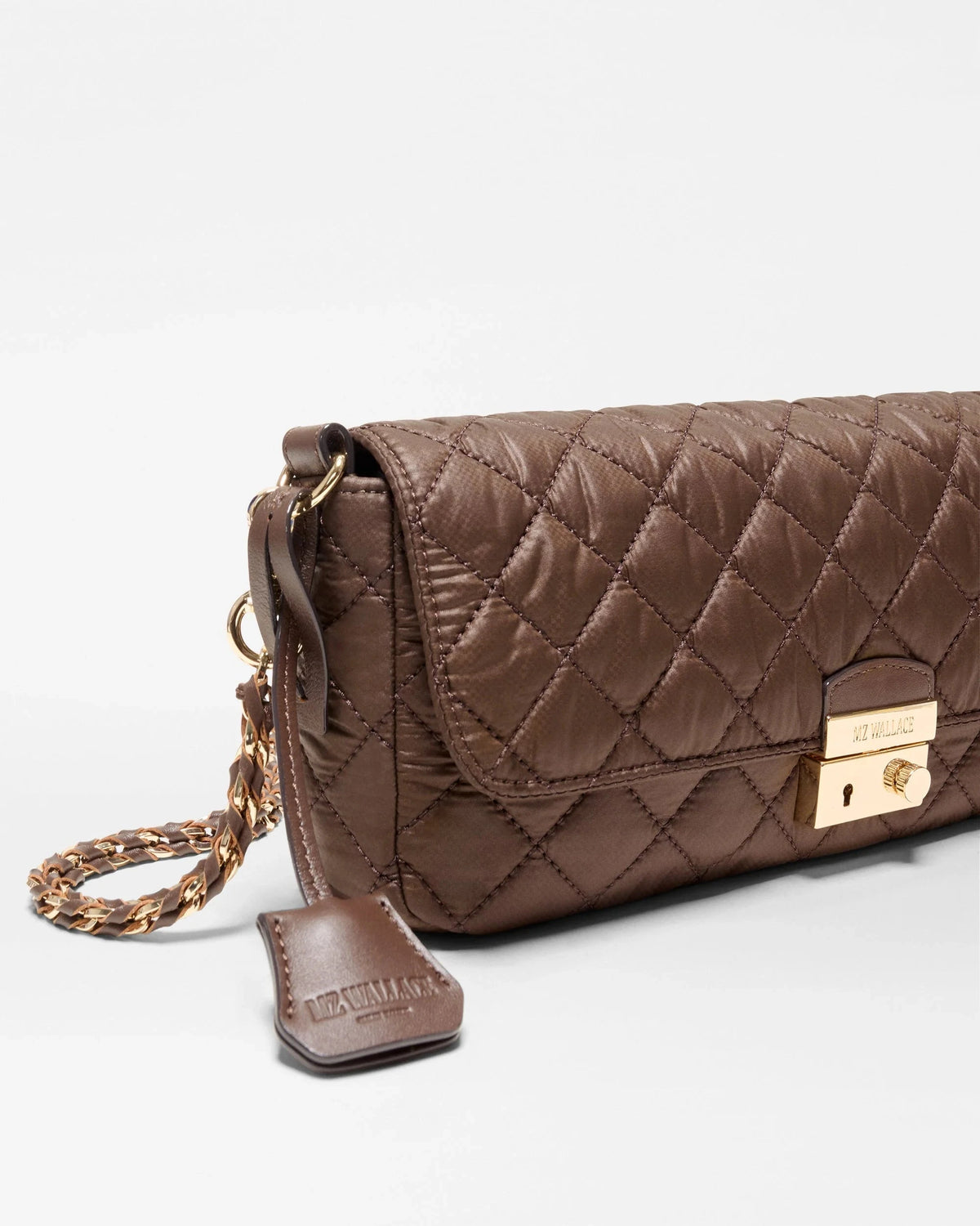 Crosby Lock Baguette Walnut Brown Crossbody MZ Wallace 