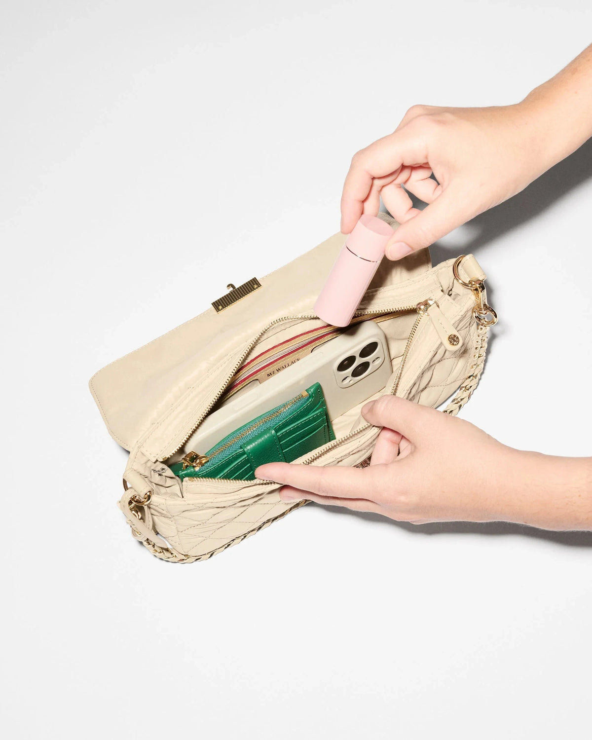 Crosby Lock Baguette Sand Crossbody MZ Wallace 
