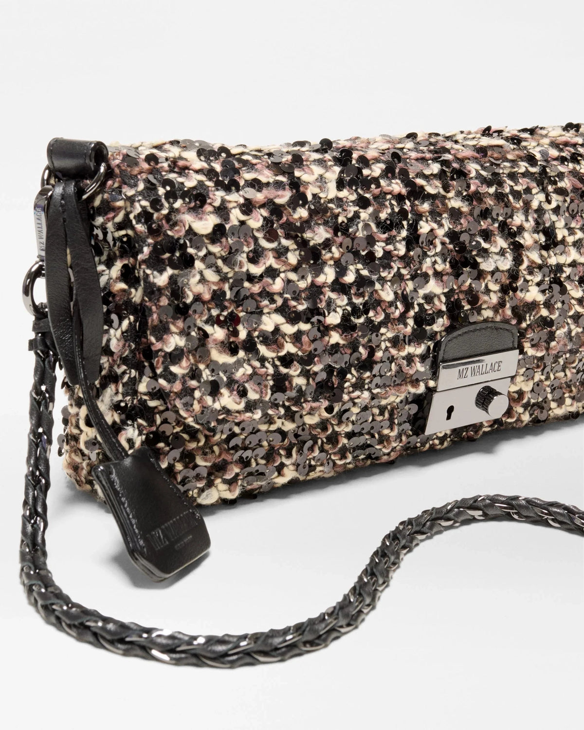 Crosby Lock Baguette Sequin Winter Boucle Crossbody MZ Wallace 