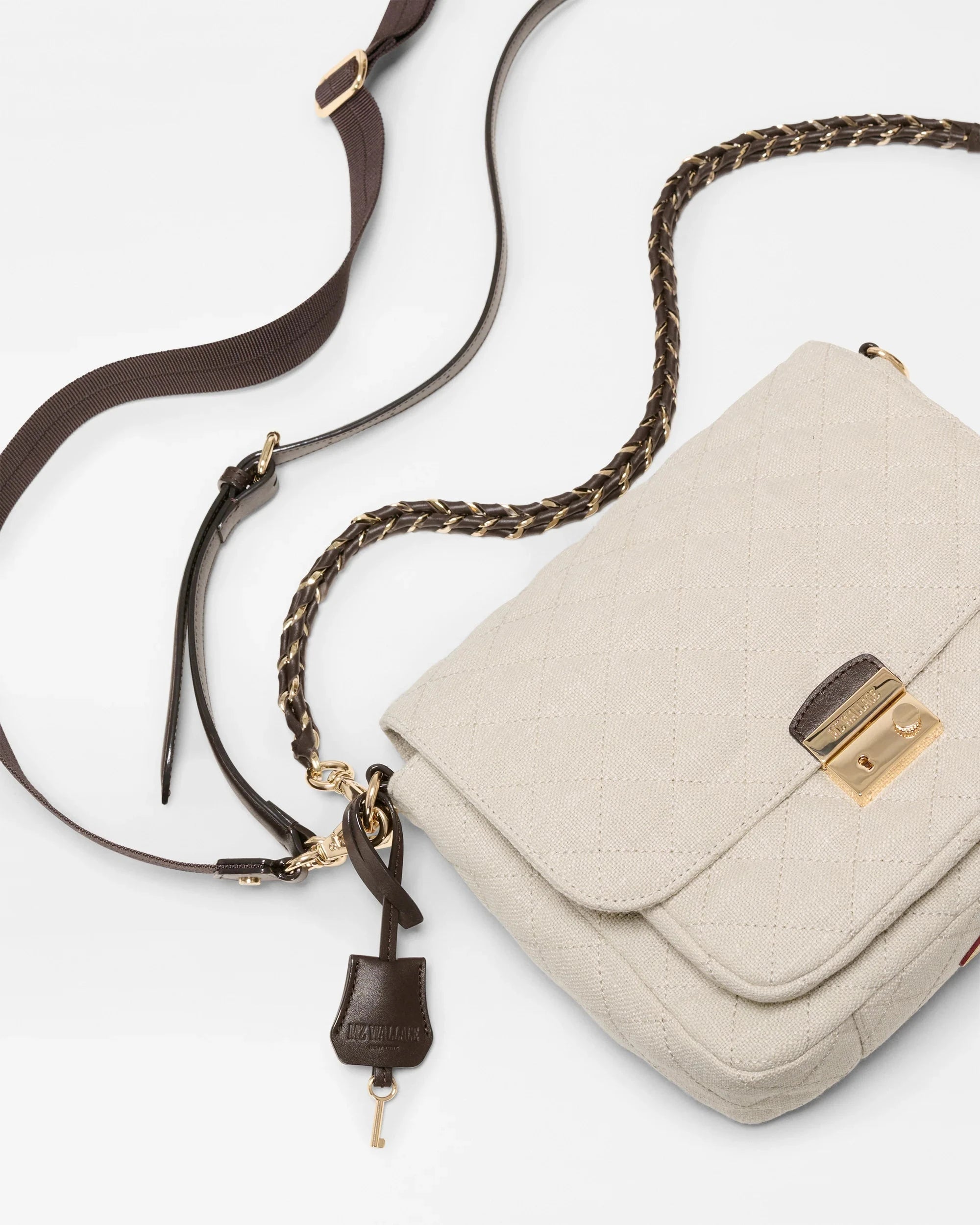 Medium Crosby Lock Crossbody Sandy Linen Crossbody MZ Wallace 