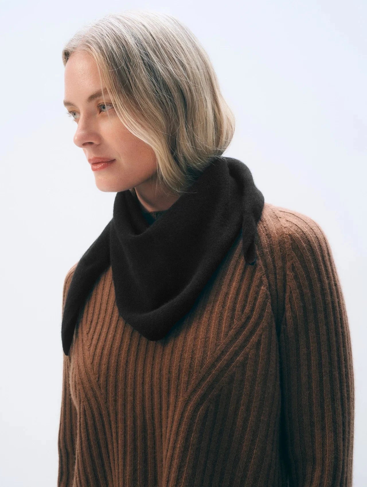 Cashmere Neckerchief Black Scarves White + Warren 
