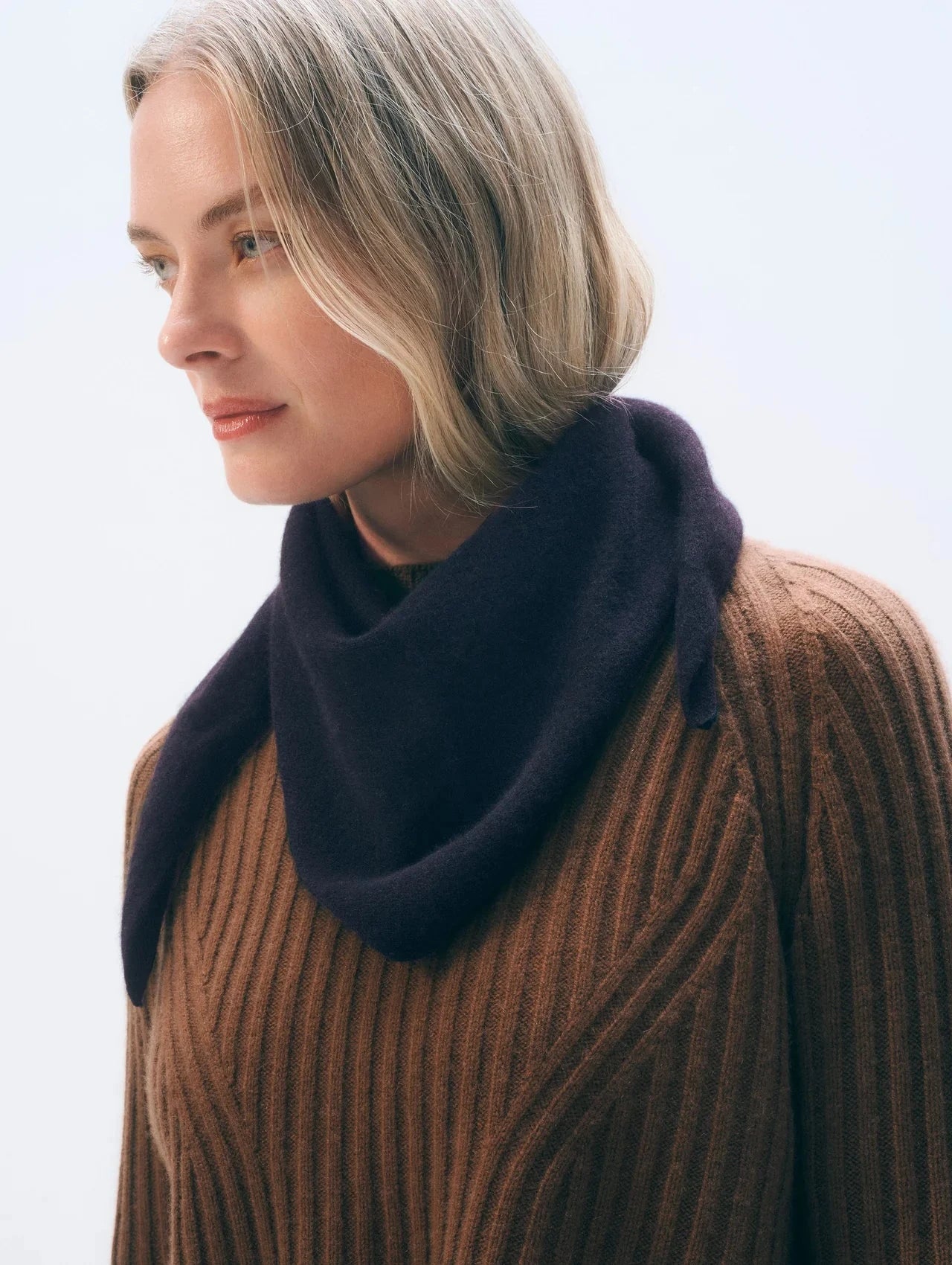 Cashmere Neckerchief Deep Navy Scarves White + Warren 