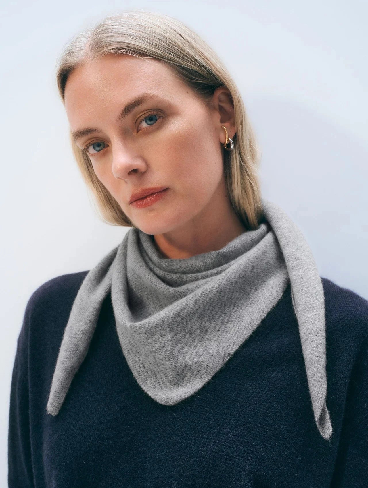 Cashmere Neckerchief Grey Heather Scarves White + Warren 