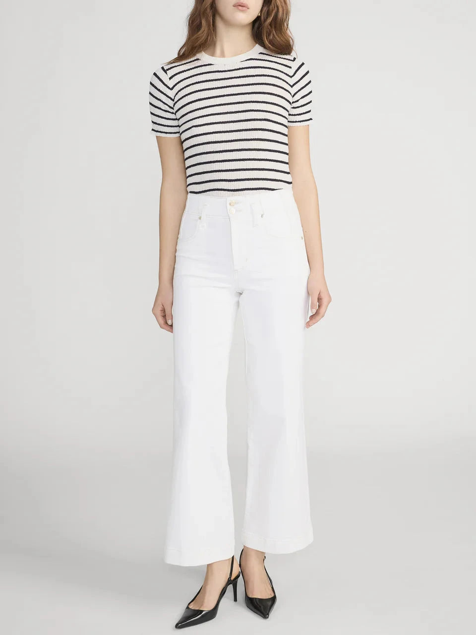 Seamed Wide Trouser Crop Au Natural Cream Denim - Cropped & Ankle Frame 