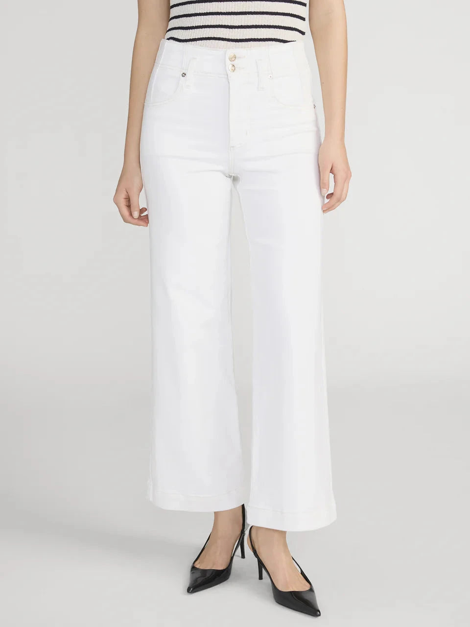 Seamed Wide Trouser Crop Au Natural Cream Denim - Cropped & Ankle Frame 