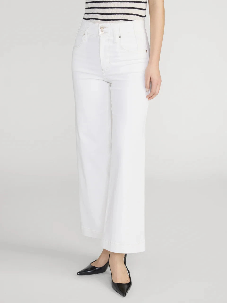 Seamed Wide Trouser Crop Au Natural Cream Denim - Cropped & Ankle Frame 