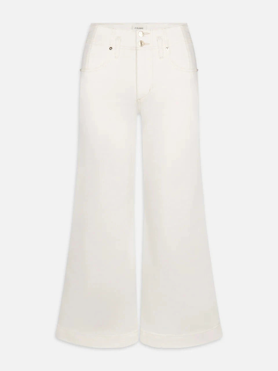 Seamed Wide Trouser Crop Au Natural Cream Denim - Cropped & Ankle Frame 