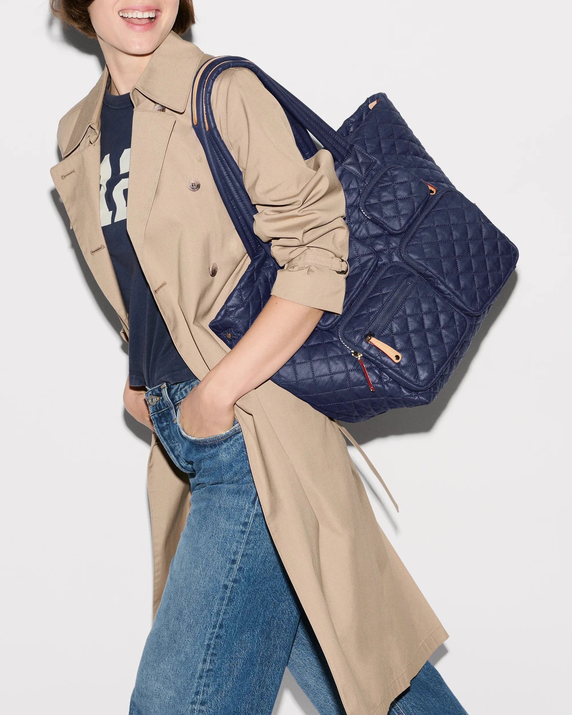 Medium Metro Travel Tote Navy Tote & Satchel MZ Wallace 
